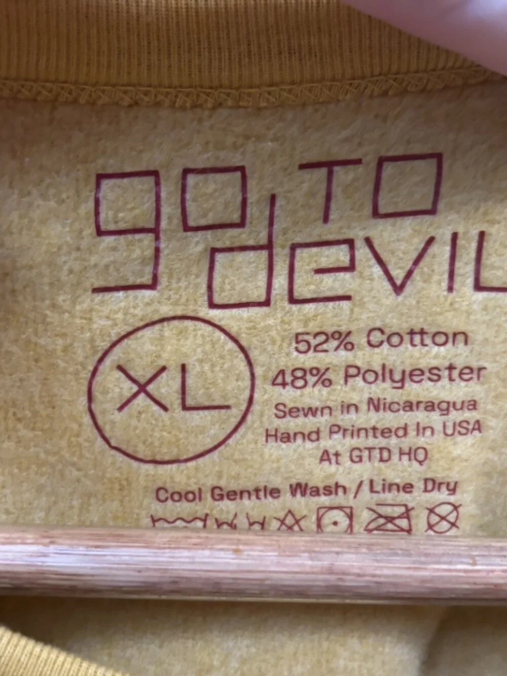 NWT Go To The Devil "Snake" Sweatshirt Mustard Yellow, Asymmetrical Sleeve, XL - Picture 5 of 7